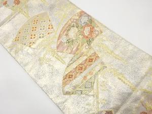 地紙に花・松模様織り出し袋帯